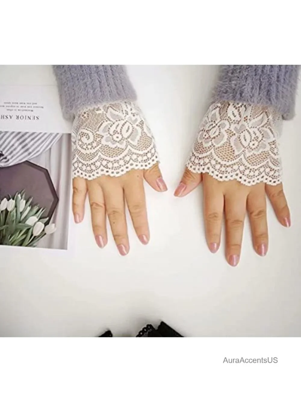 Fingerless Lace Gloves Wedding Bridal Prom Wrist Length Driving